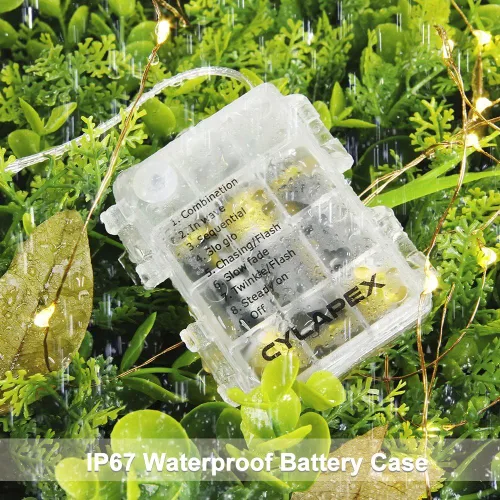 Vista 6 de Tira de luces led rutilantes con 20 luces de hadas led micro Cylapex, en cable de cobre revestido de plata de 3.3 pies, funciona con dos