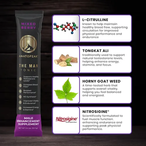 Vista 5 de Suplemento potenciador masculino en polvo – Tongkat Ali, raíz de maca, L-citrulina, L-arginina, hierba de cabra cachonda – con nitrosigina