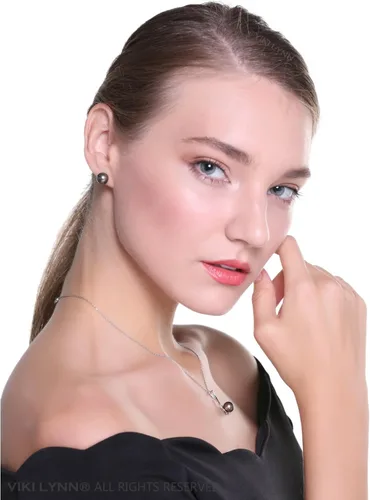 Vista 3 de Pendientes de perlas de Tahití para mujer Oro blanco de 18 quilates 0.354-0.394 in Redondo - VIKI LYNN, Oro blanco Perla, Perla