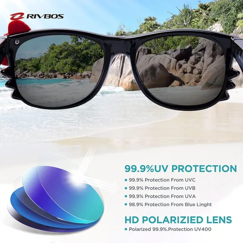 Vista 3 de RIVBOS RBK002 - Lentes de sol para niños y niñas, con correa polarizada, protección UV, flexible, de goma