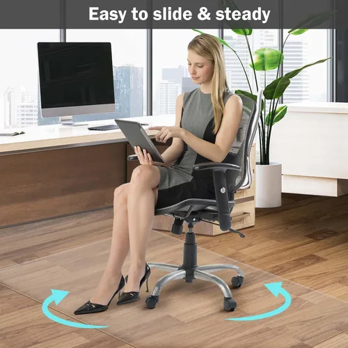 Vista 2 de Alfombrilla transparente para silla de 36"x48" para suelos de madera dura - Protector de alfombrilla para escritorio de oficina, fácil deslizamiento