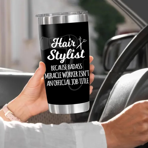Vista 3 de Divertidos regalos para estilistas – Vaso de 20 onzas con tapa abatible, regalos de cumpleaños inspiradores para peluquería, taza térmica térmica