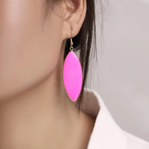 Vista 2 de Aretes colgantes de piedra de cristal natural con forma de marquesa para mujeres y niñas