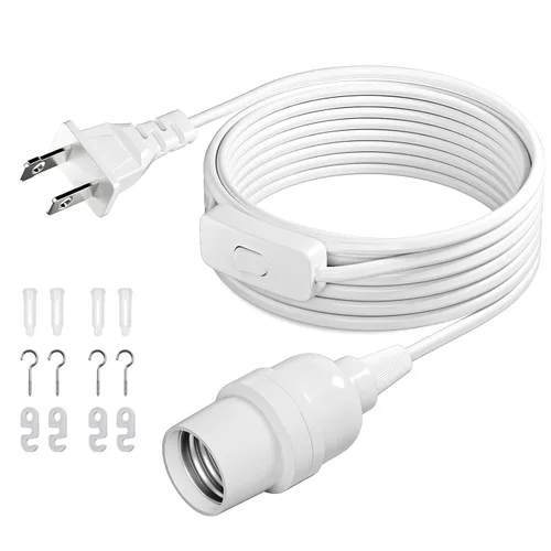 Vista 22 de DiCUNO Cable de extensión de linterna colgante E26, lámpara de control de interruptor de cable en línea para enchufar y apagar, 6.6 pies, negro