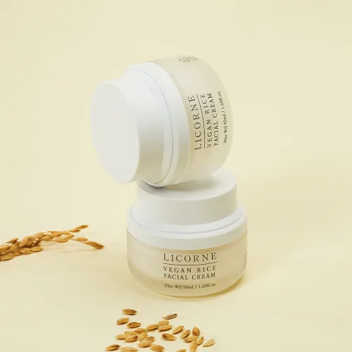 Vista 7 de LICORNE Crema facial vegana de arroz con AHA y PHA – Hidratante coreano ligero, extracto de salvado de arroz, niacinamida y ácido glicólico, piel