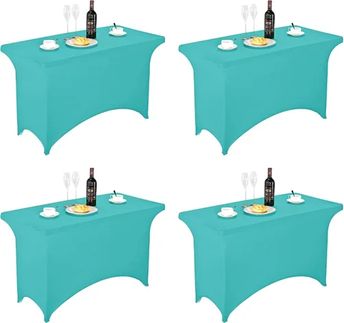 Vista 72 de FORLIFE - Funda de mesa de elastano, mantel ajustado de 4 pies para mesas rectangulares, funda elástica para patio, universal para bodas, banquetes
