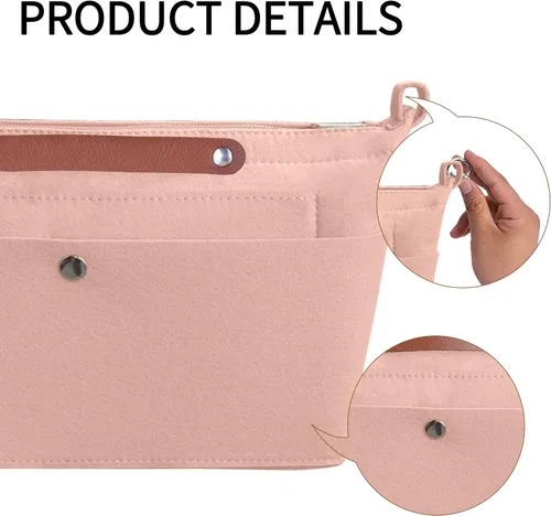 Vista 3 de Soyizom Organizador de bolso, organizador de bolsa de inserción para bolsos, organizador de fieltro con cremallera y bolsa de llavero en la bolsa