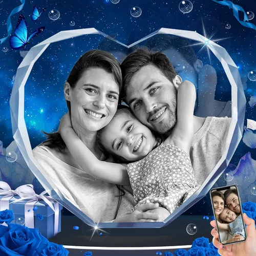 Vista 8 de Foto de cristal 3D, regalos personalizados de Navidad para mamá, mujer, esposa, para ella, para pareja, regalos personalizados con tu propia foto