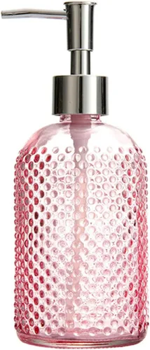 Vista 14 de Sizikato Botella dispensadora de jabón de vidrio con superficie con cuentas, 16 oz