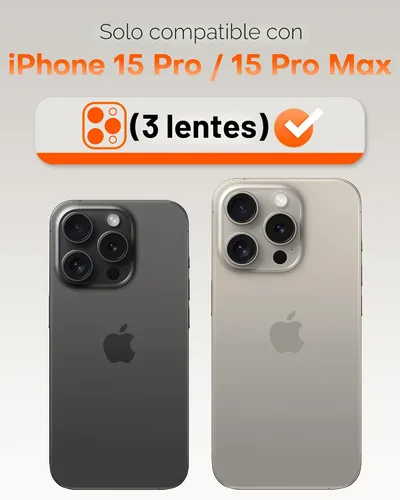 Vista 2 de TOCOL Protector de lente de cámara para iPhone 15 Pro Max / iPhone 15 Pro, protector de lente de cámara de vidrio templado HD individual resistente