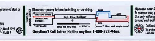 Vista 4 de Lutron ECO-T528-120-1 ECO-10 Balasto fluorescente electrónico de inicio rápido