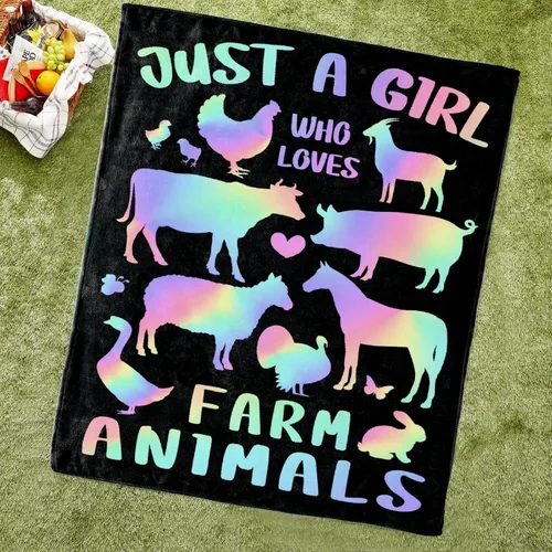 Vista 2 de Manta con diseño de animales de granja, regalo para niños y niñas, amantes de los animales de granja, adorable diseño de animales, súper suave