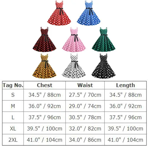 Vista 7 de Vestido de fiesta vintage de lunares con tirantes delgados Rockabilly Retro Swing Audrey Hepburn de los años 50 y 60