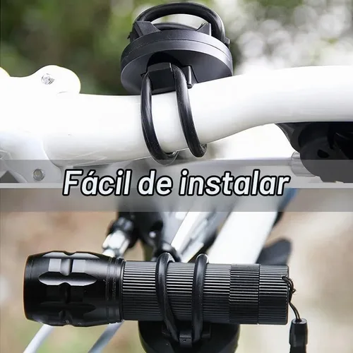 Vista 2 de Paquete de 2 soportes para linterna de bicicleta, accesorios universales de montaje de luz de bicicleta, abrazadera ajustable para linterna