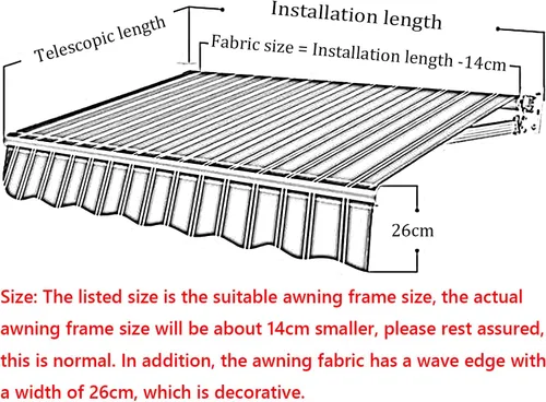 Vista 5 de DAZULI Toldo retráctil de repuesto impermeable para patio, rectangular, para exteriores, 7.13 onzas de poliéster para balcón, porche, terraza
