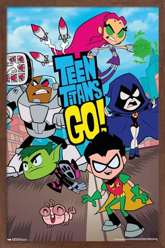 Vista 7 de Trends International DC Comics Teen Titans Go! - Póster de pared grupal, 22.4 pulgadas de largo x 14.7 pulgadas, versión enmarcada en madera