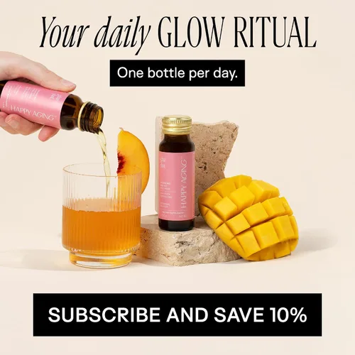 Vista 6 de Happy Aging Marine Collagen Peptides Glow Shot 10,000 mg - Colágeno líquido para mujeres con entrega liposomal - Promueve la hidratación de la piel