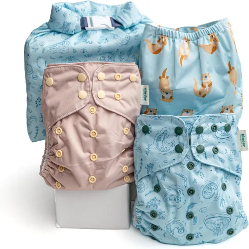 Vista 24 de Big Adventure Kinder - Juego de 5 pañales de tela reutilizables para bebé, estilo de bolsillo, jersey atlético que absorbe la humedad, insertos