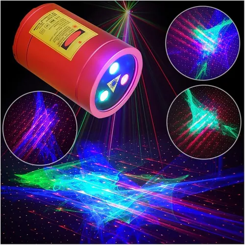 Vista 10 de Chims Luz de fiesta RGB 33 patrones con cielo estrellado rojo luces activadas por música para Navidad, Navidad, familia, discoteca, DJ, fiesta