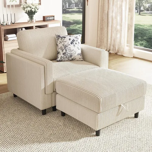 Vista 9 de Sofá de dos plazas para sala de estar, sofá modular pequeño seccional, color beige Cómoda silla de sala de estar con asiento profundo, sofá de 2