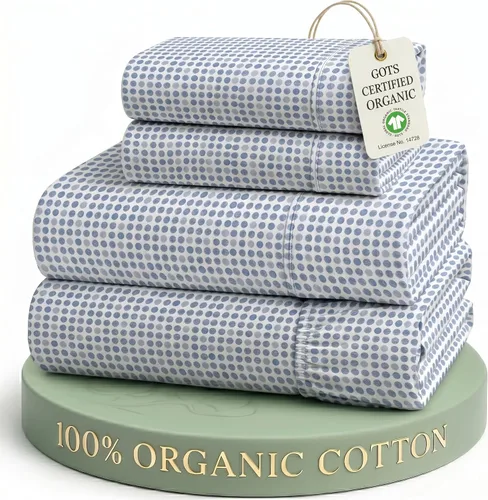 Vista 51 de LANE LINEN - Juego de 2 sábanas de fibras largas 100 % algodón orgánico, percal de fibras largas, ultrasuave y transpirable, para colchones de hasta