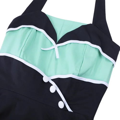 Vista 3 de Wellwits Vestido de marinero vintage pin up de los años 50 para mujer