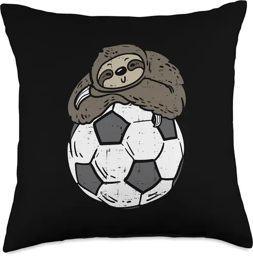 Vista 5 de Soccer Decor Men Women Boys Girls Kids GIfts Almohada de perezoso durmiendo en pelota de fútbol, animales de fútbol, para hombres y mujeres, niños