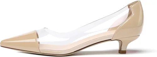 Vista 2 de Zamikoo Zapatos de tacón transparente para mujer, tacón de gatito, zapatos de vestir transparentes con punta puntiaguda, zapatos de vestir de PVC