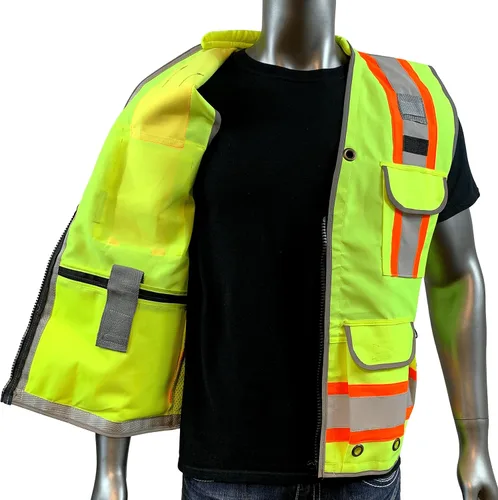 Vista 6 de REXZUS A Chaleco Reflectante Clase 2 Heavy Woven Dos Tonos Ingeniero Hi Viz Chaleco de Seguridad 3M 8712 Cinta