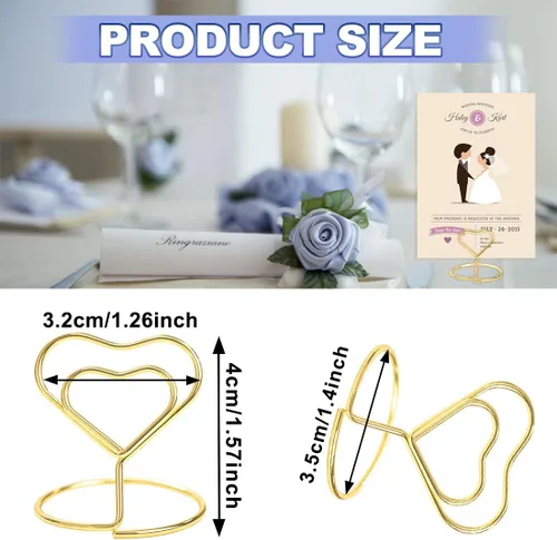 Vista 2 de ELANE 20 soportes para tarjetas de lugar para bodas, soportes para números de mesa de boda, tarjeteros para mesa, tarjetero de mesa (corazón)