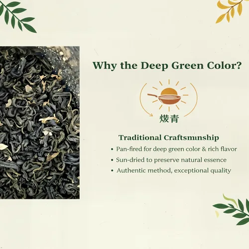 Vista 4 de ZenVerdant Té verde de jazmín de primera calidad, hojas sueltas, baja en cafeína, alto antioxidante, suave, no amargo, listo para preparación