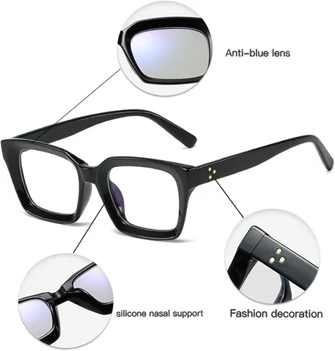 Vista 6 de Oprah Style - Lentes de lectura para hombres y mujeres, cuadrados, con bloqueo de luz azul, lector de computadora 3 Mezcla