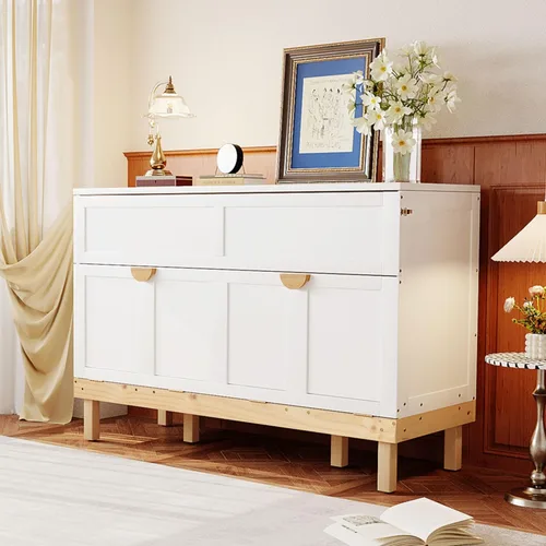Vista 10 de Cama Murphy de tamaño Queen, cama de madera con patas, gris