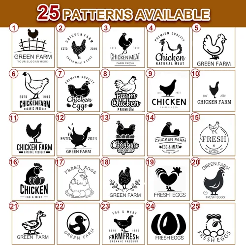 Vista 2 de Sello de huevo, sellos de huevos personalizados para huevos frescos, diseños únicos personalizados para huevos de gallina de granja, marca en huevos