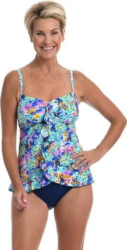 Vista 3 de Maxine Of Hollywood Top de traje de baño tankini con volantes frontales para mujer