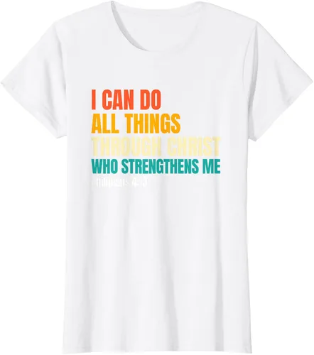 Vista 18 de I Can Do All Things Through Christ Christian Faith Camiseta, Negro, S