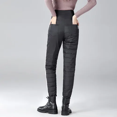 Vista 5 de Pantalones de calefacción eléctrica con calefacción inteligente USB para mujer, pantalones cálidos para esquí, pantalones de color liso con bolsillos