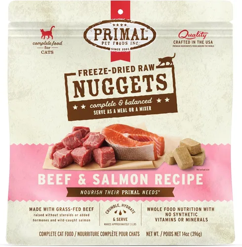 Vista 17 de Primal Nuggets de Alimento Crudo Liofilizado para Gatos de Res y Salmón, Comida Completa y Equilibrada o Topper, Premium, Saludable, Sin Granos
