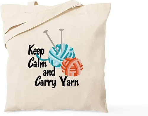 Vista 12 de CafePress Distracted by Yarn - Bolsa de compras de lona beige natural reutilizable