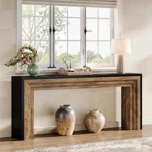 Vista 3 de Tribesigns Mesa consola larga de 70.9 pulgadas, Mesa de sofá de madera estrecha estilo granja detrás del sofá para sala de estar, entrada, pasillo