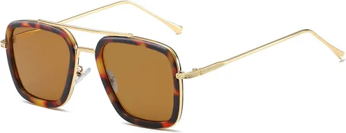Vista 7 de SOJOS Gafas de sol polarizadas para hombres y mujeres, estilo aviador, retro, cuadradas, montura de aleación clásica, HERO SJ1126