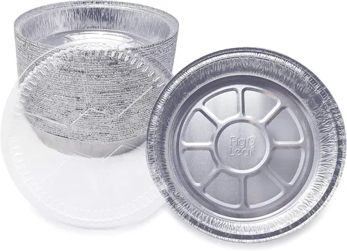 Vista 3 de Paquete de 60 sartenes redondas de aluminio prémium de 7 pulgadas con tapas de cúpula de plástico, lata de aluminio desechable para asar, hornear