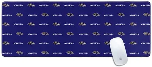 Vista 13 de Skinit Alfombrilla de mouse pequeña para juegos, diseño desgastado con licencia oficial de Baltimore Ravens con bordes cosidos, impermeable, base