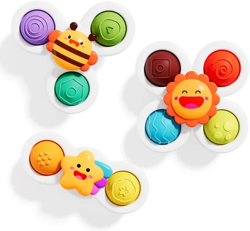 Vista 15 de ALASOU 3 piezas de juguetes sensoriales de viaje en avión con ventosa para niños de 1 año Novedad Spinning Tops 12 18 meses Regalo de cumpleaños