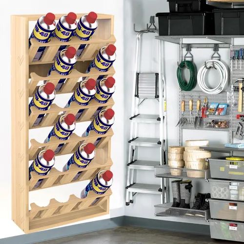 Vista 6 de Nisorpa Soporte para 24 latas de pintura en aerosol o lubricante, estante para latas de aerosol de 6 niveles, estante de almacenamiento de latas