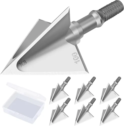 Vista 12 de Hunting Broadheads with 3 Fixed Blade 100 Grain Screw-in Archery Broadheads Compatible with Crossbows,Recurve and Compound Bows