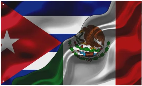 Vista 7 de Banderas de bandera mexicana de Cuba y Michoacán para exteriores de 3 x 5 pies, tres capas de tela para coser a doble cara, impresión de 3 x 5 pies