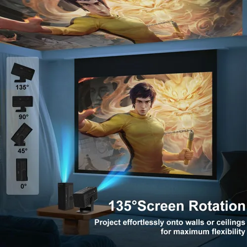 Vista 5 de [Proyector Inteligente con Aplicaciones] Mini Proyector Compatible con 4K con WiFi y Bluetooth, Proyector de Películas XENPONAD para Dormitorio
