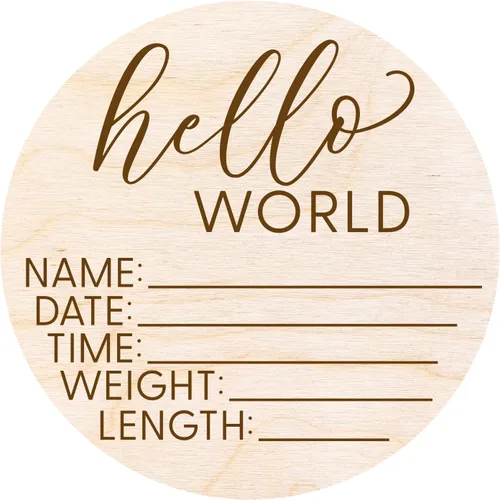 Vista 3 de Letrero Hello World para Recién Nacido - Placa de Anuncio de Nacimiento con Nombre del Bebé para Hospital - Accesorio para Fotos - Decoración Azul
