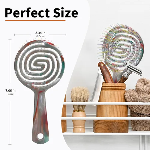 Vista 2 de Cepillo desenredante para cabello húmedo para cabello fino o liso, cepillo desenredante ventilado con cerdas de nailon ultra suaves de doble capa